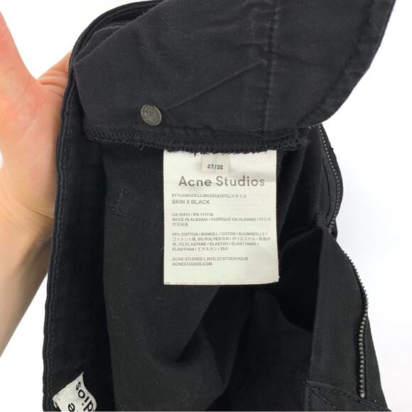 ACNE STUDIOS Skin 5 Skinny Jean Black 27 - Picture 6 of 9